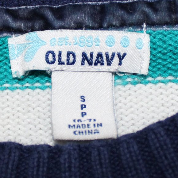 Old Navy Blue Stripe Long Sleeve Sweater Shirt - Picture 3 of 5